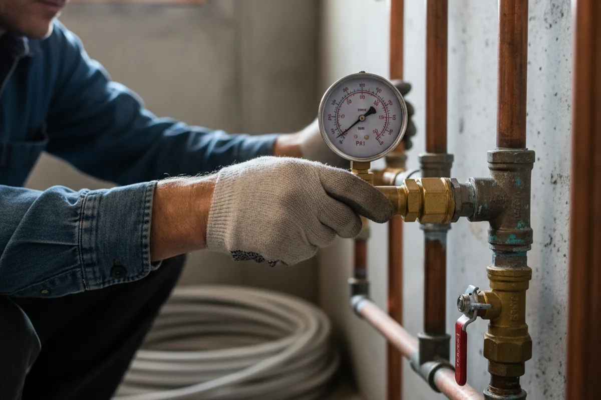 Pressure testing a repaired line during Water Line Repair in Harrison City